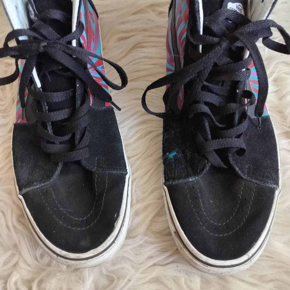 Vans Sk8 Hi Retro Mart Psychedelic Print Blue Pink Red High Top